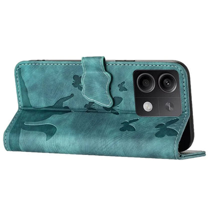 For Xiaomi Redmi Note 13 5G Wallet Case Butterfly Cat Imprint Leather Phone Cover