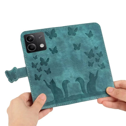 For Xiaomi Redmi Note 13 5G Wallet Case Butterfly Cat Imprint Leather Phone Cover