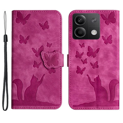 For Xiaomi Redmi Note 13 5G Wallet Case Butterfly Cat Imprint Leather Phone Cover