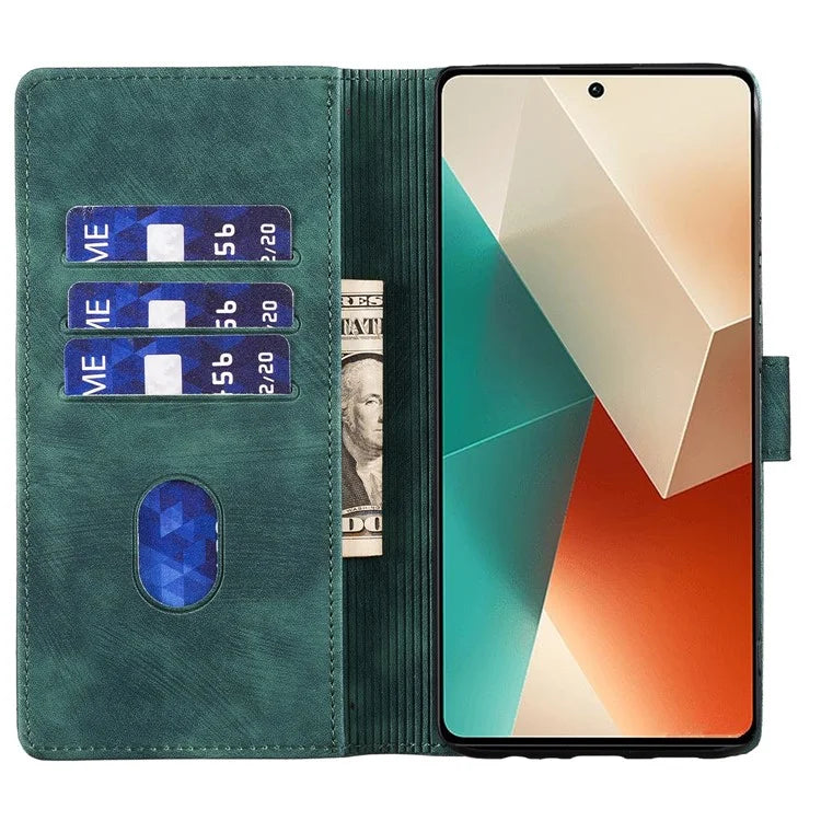 For Xiaomi Redmi Note 13 5G Case Love Heart Cat Imprinted Leather Phone Cover with Card Slots Stand