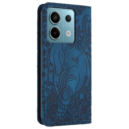 For Xiaomi Redmi Note 13 5G Leather Case Elephant Pattern Wallet Phone Cover