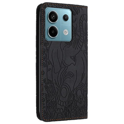For Xiaomi Redmi Note 13 5G Leather Case Elephant Pattern Wallet Phone Cover