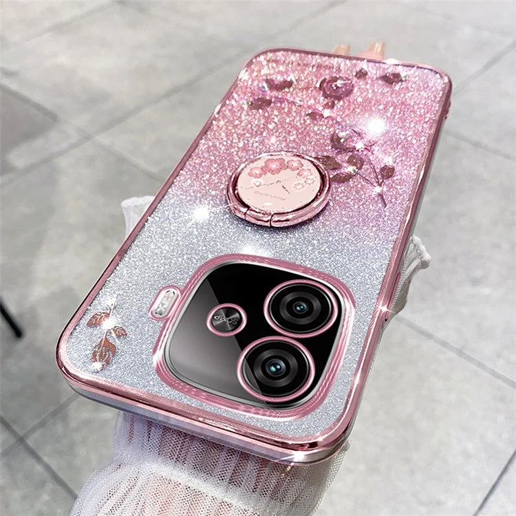 KADEM For vivo iQOO Z9 Turbo 5G Case Gradient Glitter TPU Kickstand Phone Cover