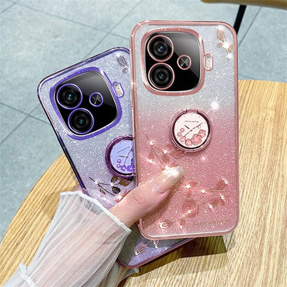 KADEM For vivo iQOO Z9 Turbo 5G Case Gradient Glitter TPU Kickstand Phone Cover
