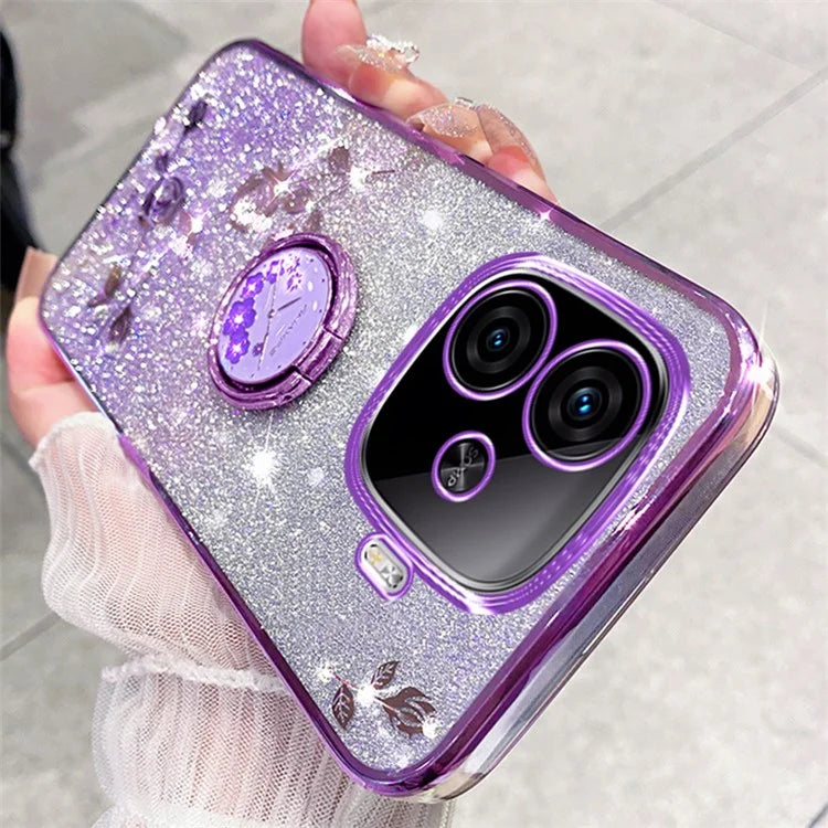 KADEM For vivo iQOO Z9 Turbo 5G Case Gradient Glitter TPU Kickstand Phone Cover