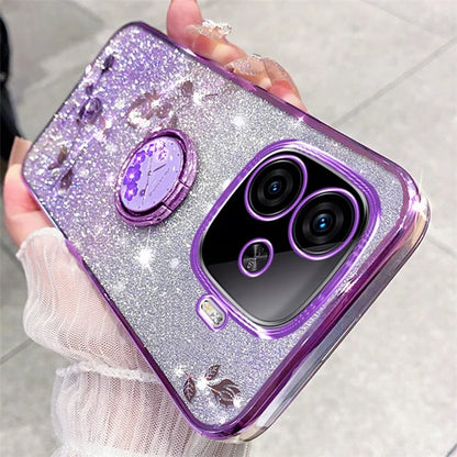 KADEM For vivo iQOO Z9 Turbo 5G Case Gradient Glitter TPU Kickstand Phone Cover