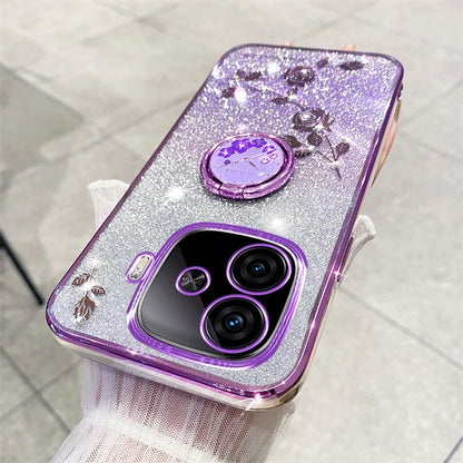 KADEM For vivo iQOO Z9 Turbo 5G Case Gradient Glitter TPU Kickstand Phone Cover