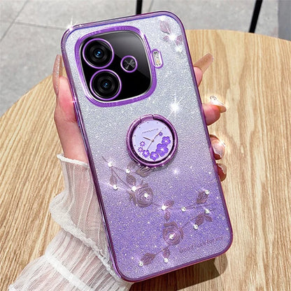 KADEM For vivo iQOO Z9 Turbo 5G Case Gradient Glitter TPU Kickstand Phone Cover
