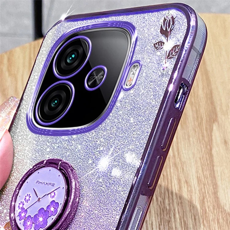 KADEM For vivo iQOO Z9 Turbo 5G Case Gradient Glitter TPU Kickstand Phone Cover