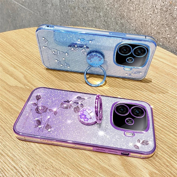 KADEM For vivo iQOO Z9 Turbo 5G Case Gradient Glitter TPU Kickstand Phone Cover
