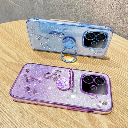 KADEM For vivo iQOO Z9 Turbo 5G Case Gradient Glitter TPU Kickstand Phone Cover