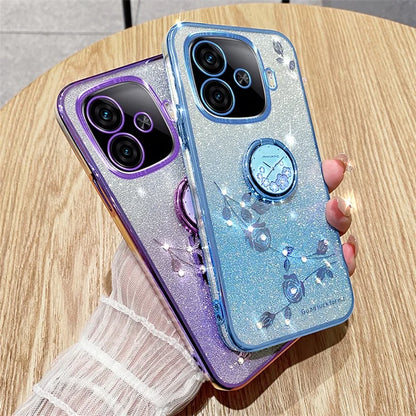 KADEM For vivo iQOO Z9 Turbo 5G Case Gradient Glitter TPU Kickstand Phone Cover
