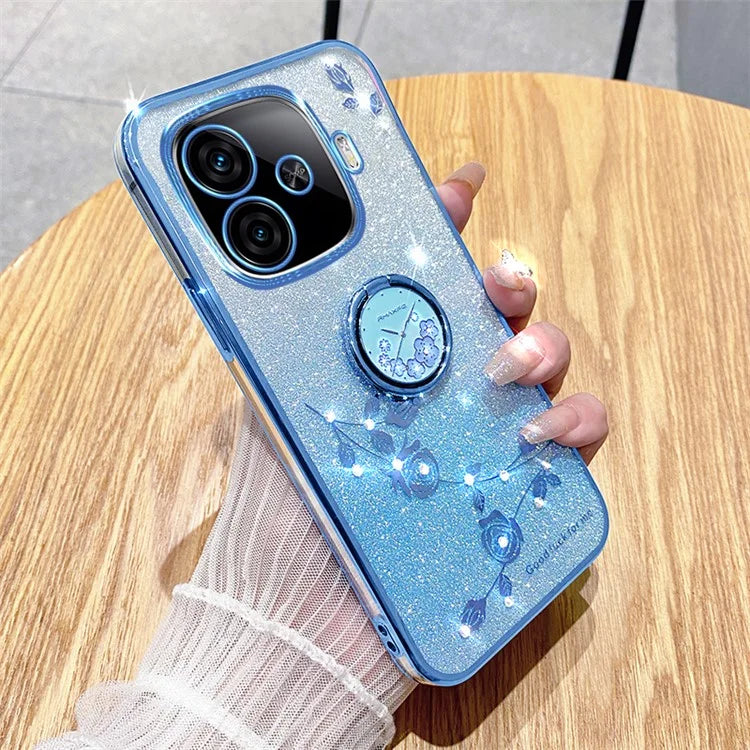 KADEM For vivo iQOO Z9 Turbo 5G Case Gradient Glitter TPU Kickstand Phone Cover