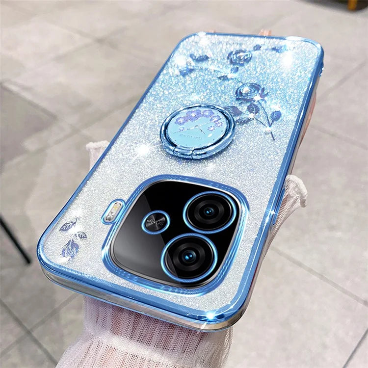KADEM For vivo iQOO Z9 Turbo 5G Case Gradient Glitter TPU Kickstand Phone Cover