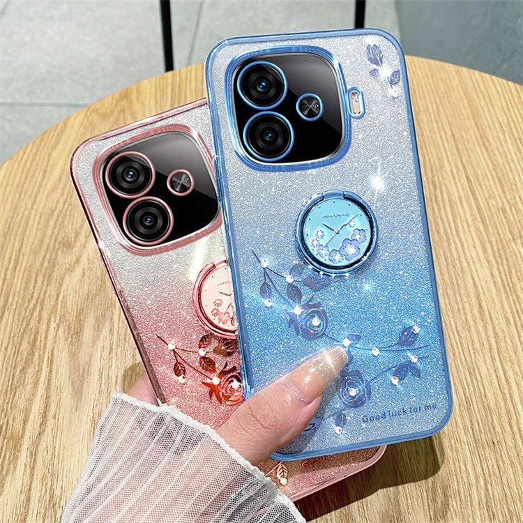 KADEM For vivo iQOO Z9 Turbo 5G Case Gradient Glitter TPU Kickstand Phone Cover