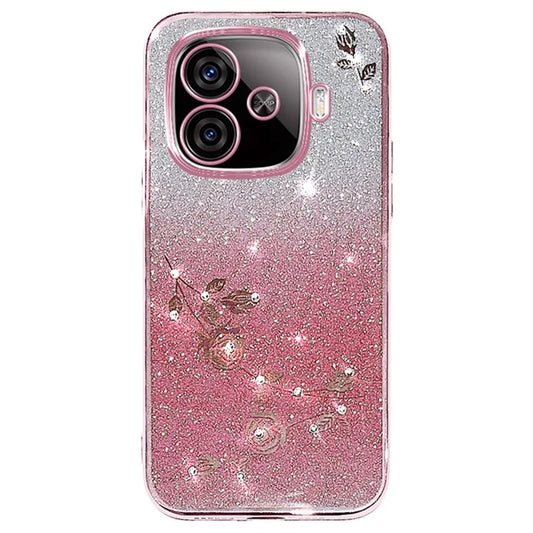 KADEM For vivo iQOO Z9 Turbo 5G Case Rhinestone Glitter TPU Floral Phone Cover