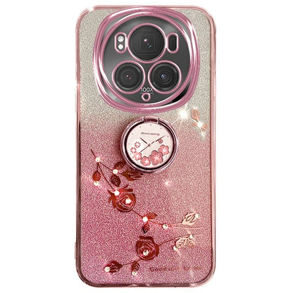 KADEM For Honor Magic6 Pro 5G Kickstand Case Floral Glitter Rhinestone TPU Phone Shell