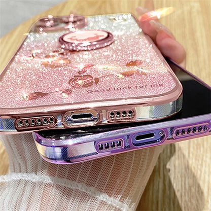KADEM For Honor Magic6 Pro 5G Kickstand Case Floral Glitter Rhinestone TPU Phone Shell