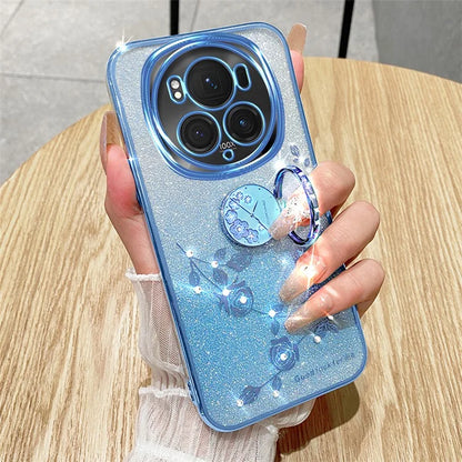 KADEM For Honor Magic6 Pro 5G Kickstand Case Floral Glitter Rhinestone TPU Phone Shell