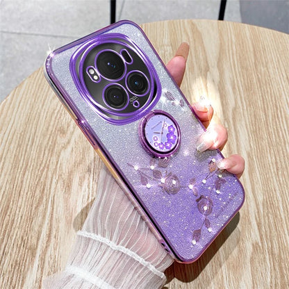 KADEM For Honor Magic6 Pro 5G Kickstand Case Floral Glitter Rhinestone TPU Phone Shell