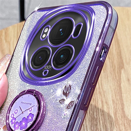 KADEM For Honor Magic6 Pro 5G Kickstand Case Floral Glitter Rhinestone TPU Phone Shell