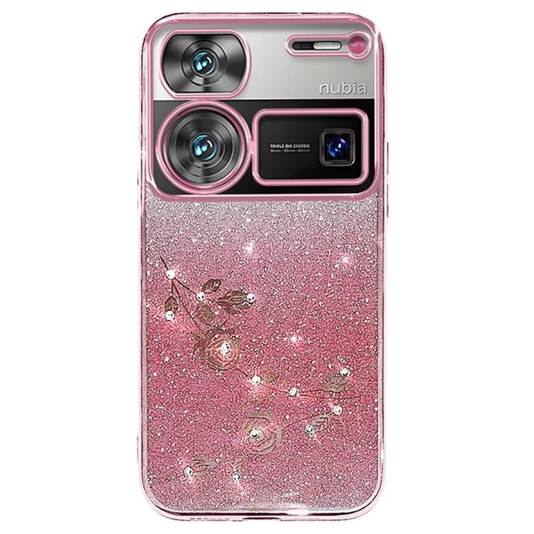 KADEM For ZTE nubia Z60 Ultra Case with Lanyard Soft TPU Flower Glitter Phone Cover