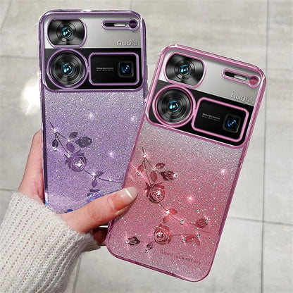 KADEM For ZTE nubia Z60 Ultra Case with Lanyard Soft TPU Flower Glitter Phone Cover