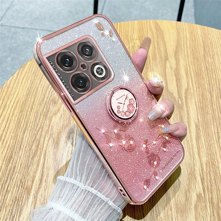 KADEM For OnePlus 10 Pro 5G Case Gradient Bling TPU Phone Cover with Ring Holder