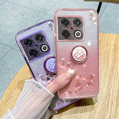 KADEM For OnePlus 10 Pro 5G Case Gradient Bling TPU Phone Cover with Ring Holder