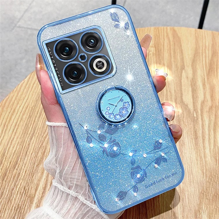 KADEM For OnePlus 10 Pro 5G Case Gradient Bling TPU Phone Cover with Ring Holder