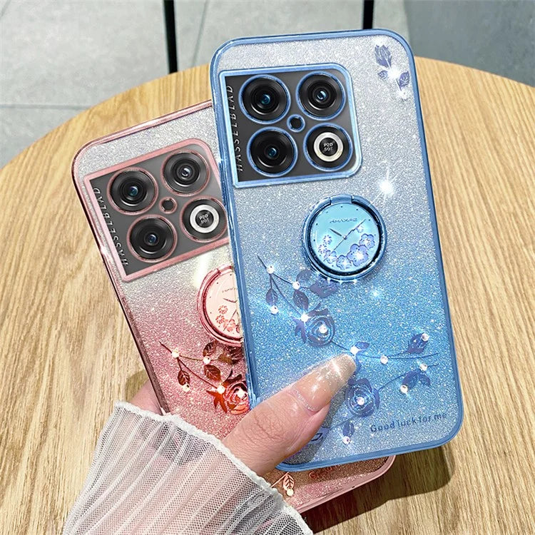 KADEM For OnePlus 10 Pro 5G Case Gradient Bling TPU Phone Cover with Ring Holder