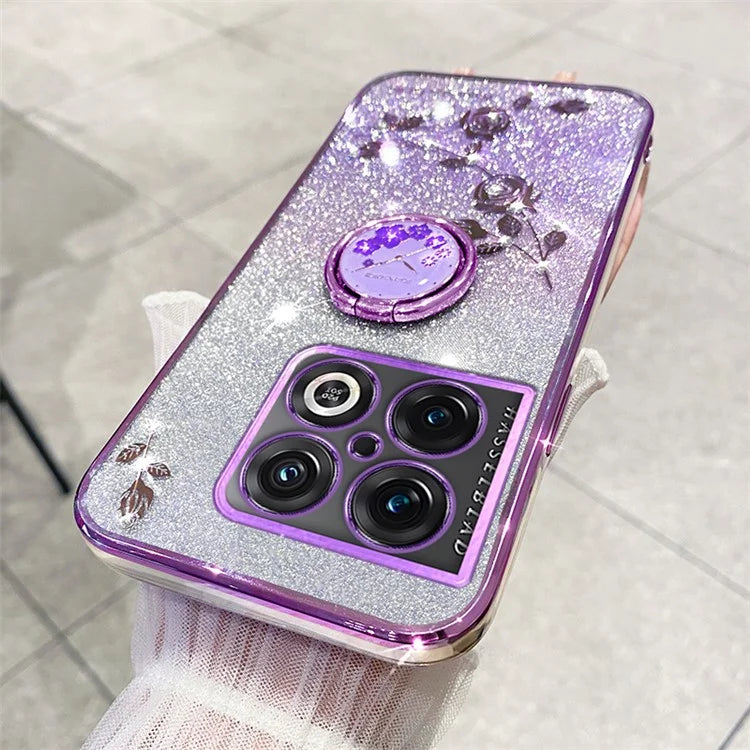 KADEM For OnePlus 10 Pro 5G Case Gradient Bling TPU Phone Cover with Ring Holder