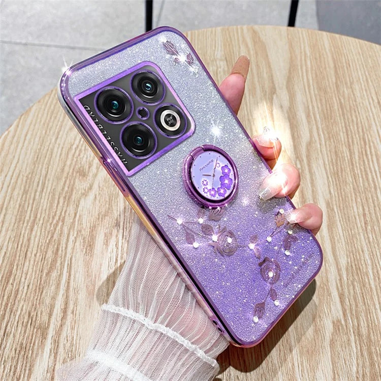 KADEM For OnePlus 10 Pro 5G Case Gradient Bling TPU Phone Cover with Ring Holder