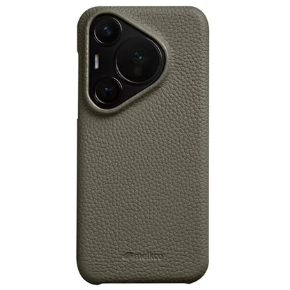 MELKCO For Huawei Pura 70 Case Genuine Cow Leather + PC Phone Cover Not Full Coverage Frame