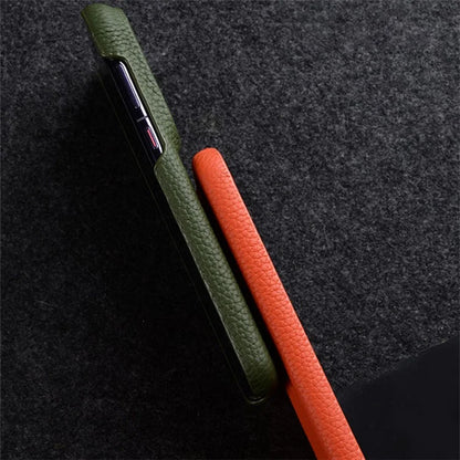 MELKCO For Huawei Pura 70 Case Genuine Cow Leather + PC Phone Cover Not Full Coverage Frame