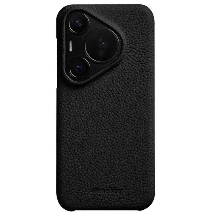 MELKCO For Huawei Pura 70 Case Genuine Cow Leather + PC Phone Cover Not Full Coverage Frame