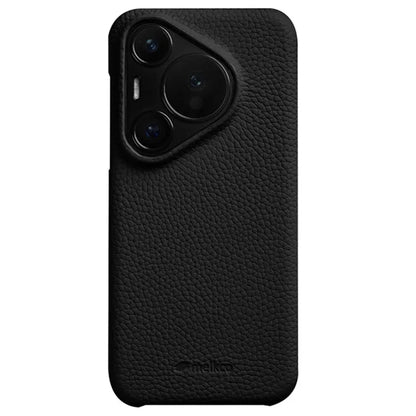 MELKCO For Huawei Pura 70 Case Genuine Cow Leather + PC Phone Cover Not Full Coverage Frame