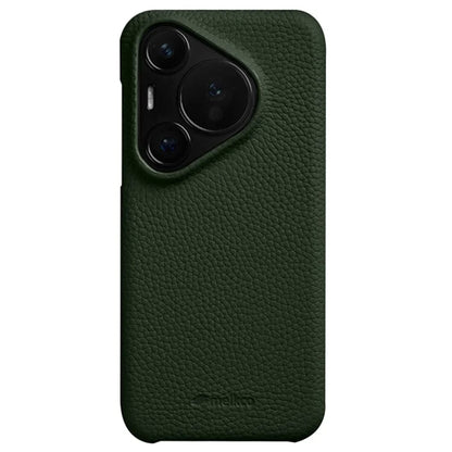 MELKCO For Huawei Pura 70 Case Genuine Cow Leather + PC Phone Cover Not Full Coverage Frame