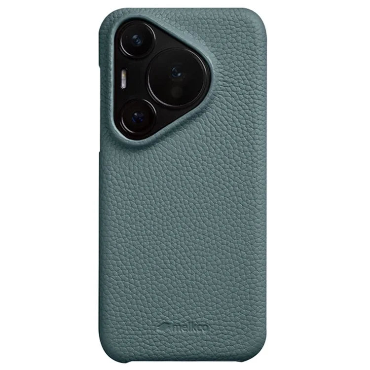 MELKCO For Huawei Pura 70 Case Genuine Cow Leather + PC Phone Cover Not Full Coverage Frame