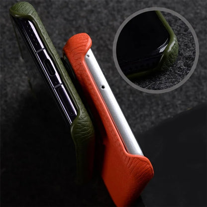 MELKCO For Huawei Pura 70 Ultra Case Incomplete Edge Genuine Cow Leather Coated PC Phone Cover