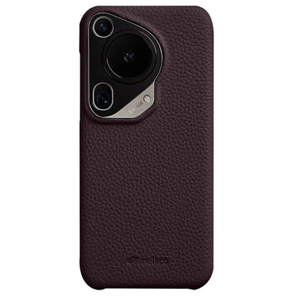 MELKCO For Huawei Pura 70 Ultra Case Incomplete Edge Genuine Cow Leather Coated PC Phone Cover