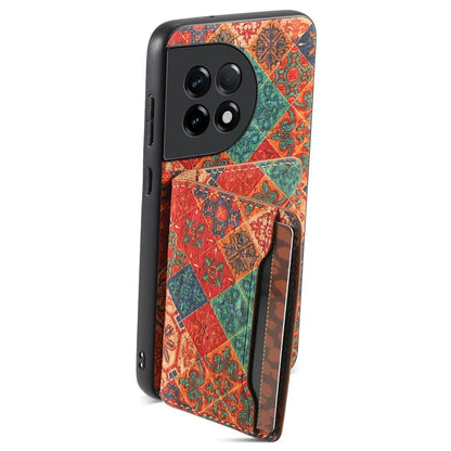 For OnePlus Ace 2 5G / 11R 5G Case Floral Pattern Card Slot Kickstand PU Covered Hybrid Phone Shell