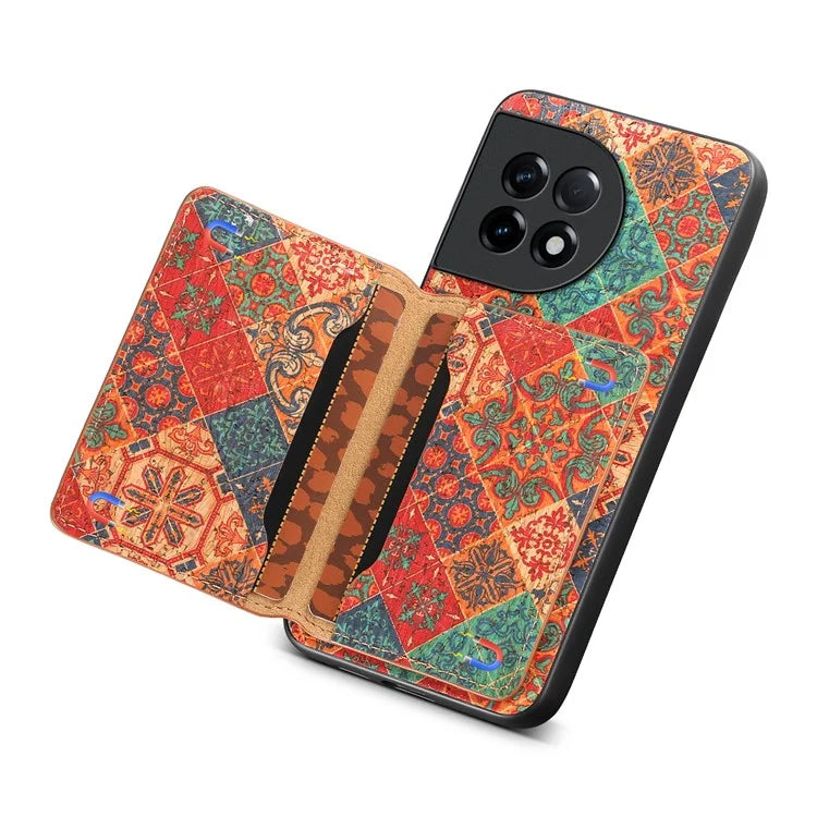For OnePlus Ace 2 5G / 11R 5G Case Floral Pattern Card Slot Kickstand PU Covered Hybrid Phone Shell