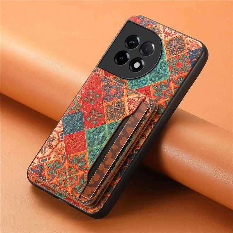 For OnePlus Ace 2 5G / 11R 5G Case Floral Pattern Card Slot Kickstand PU Covered Hybrid Phone Shell