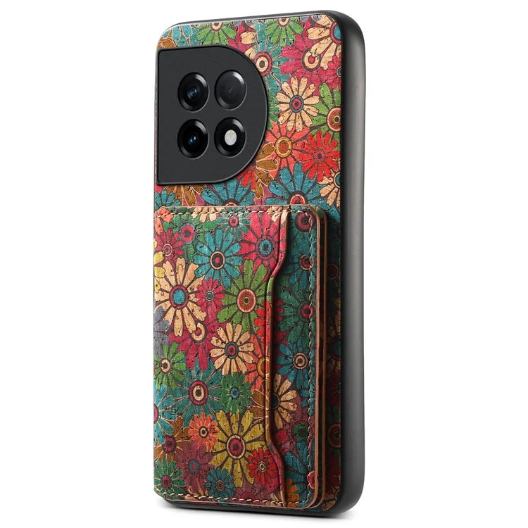 For OnePlus Ace 2 5G / 11R 5G Case Floral Pattern Card Slot Kickstand PU Covered Hybrid Phone Shell