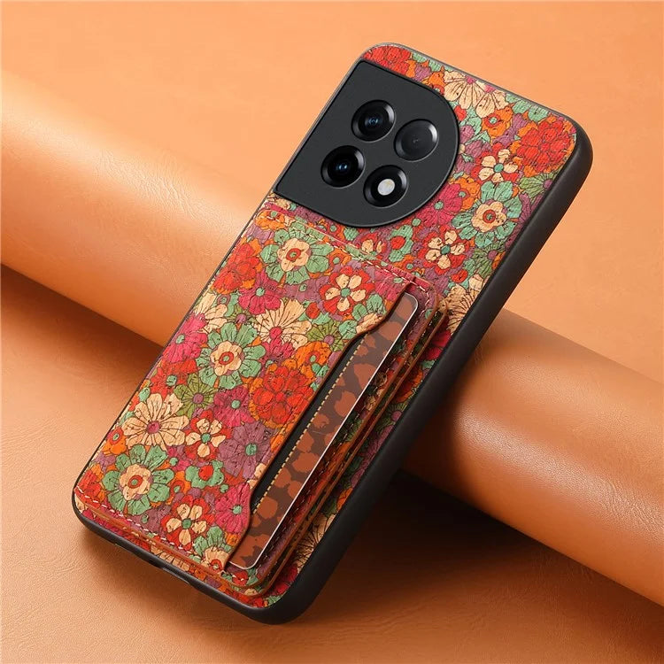 For OnePlus Ace 2 5G / 11R 5G Case Floral Pattern Card Slot Kickstand PU Covered Hybrid Phone Shell