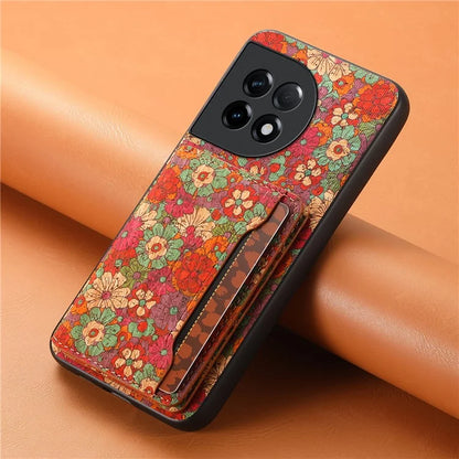 For OnePlus Ace 2 5G / 11R 5G Case Floral Pattern Card Slot Kickstand PU Covered Hybrid Phone Shell