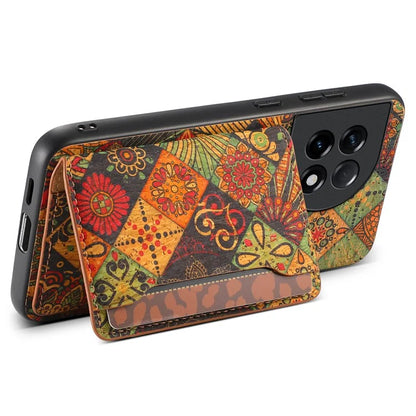 For OnePlus Ace 2 5G / 11R 5G Case Floral Pattern Card Slot Kickstand PU Covered Hybrid Phone Shell