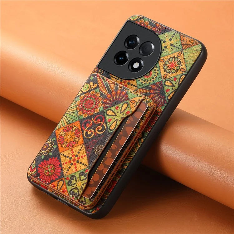 For OnePlus Ace 2 5G / 11R 5G Case Floral Pattern Card Slot Kickstand PU Covered Hybrid Phone Shell