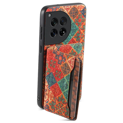 For OnePlus 12 5G Case Floral Design Card Slots Shockproof Leather Back  Cover